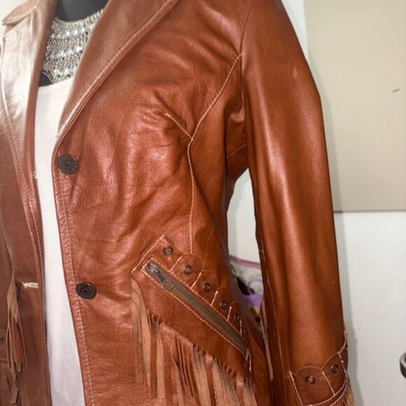 Fringe leather blazer jacket - Picture 7 of 9